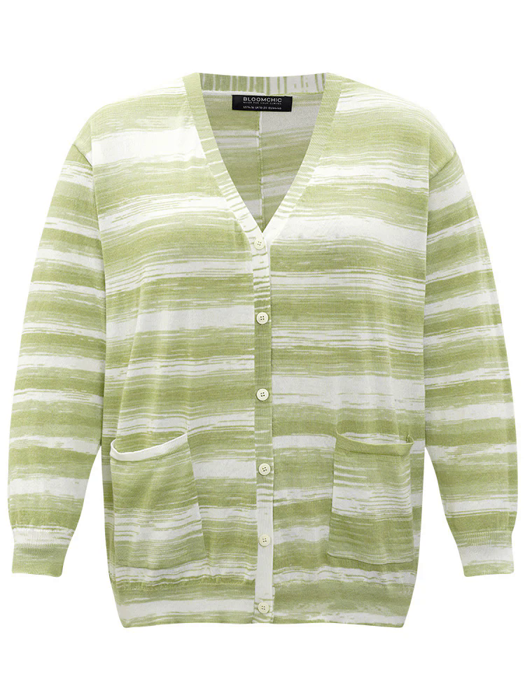 Ombre Button Up Patched Pocket Cardigan Ombre Button Up Patched Pocket Cardigan