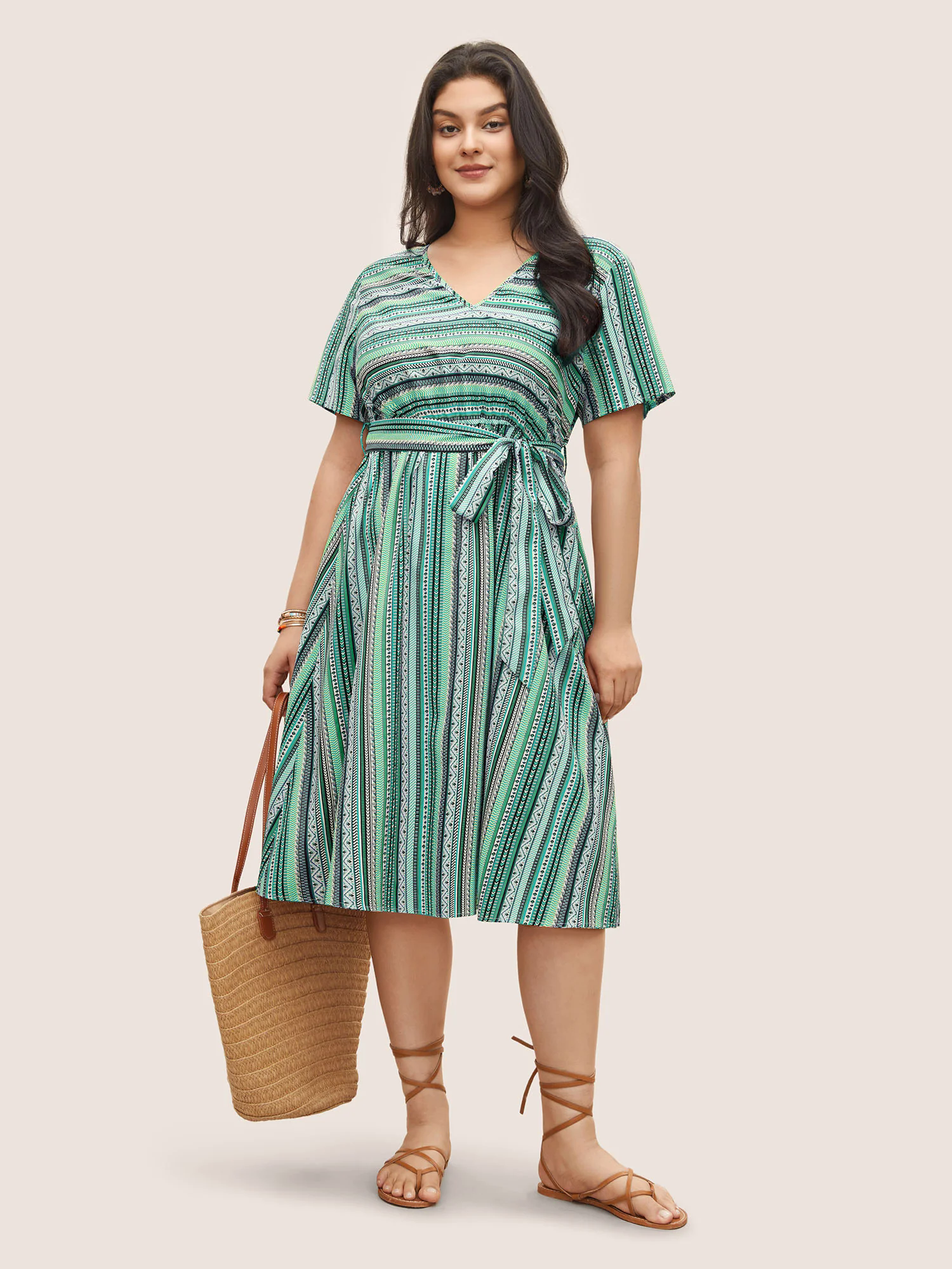 Bandana Striped Belted Pocket Dress Bandana Striped Belted Pocket Dress