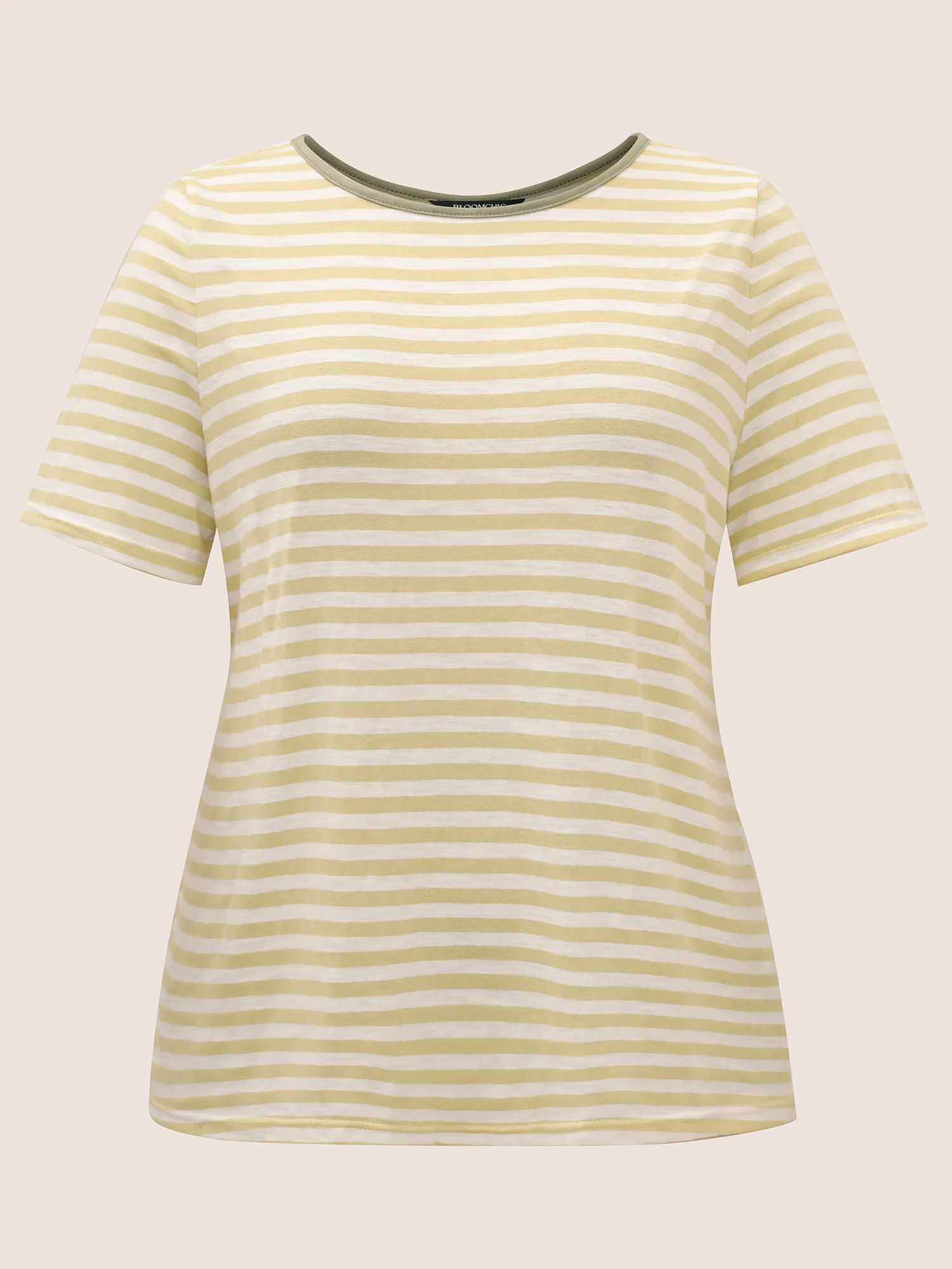 Striped Round Neck Twist Backless T-shirt