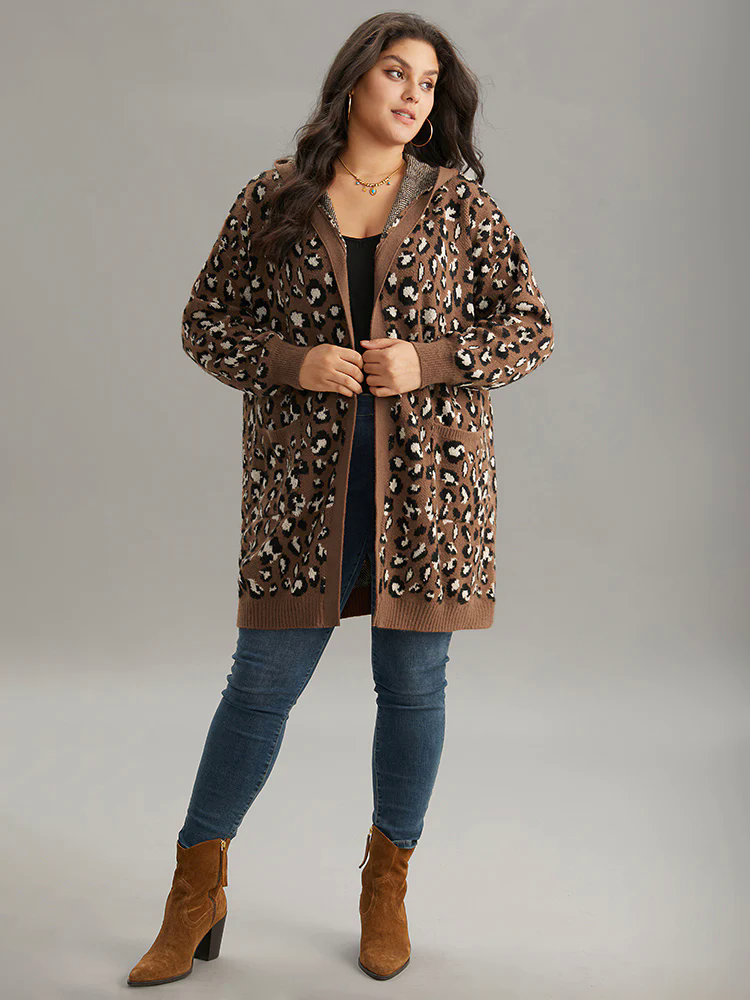 Supersoft Essentials Leopard Hooded Pocket Cardigan Supersoft Essentials Leopard Hooded Pocket Cardigan