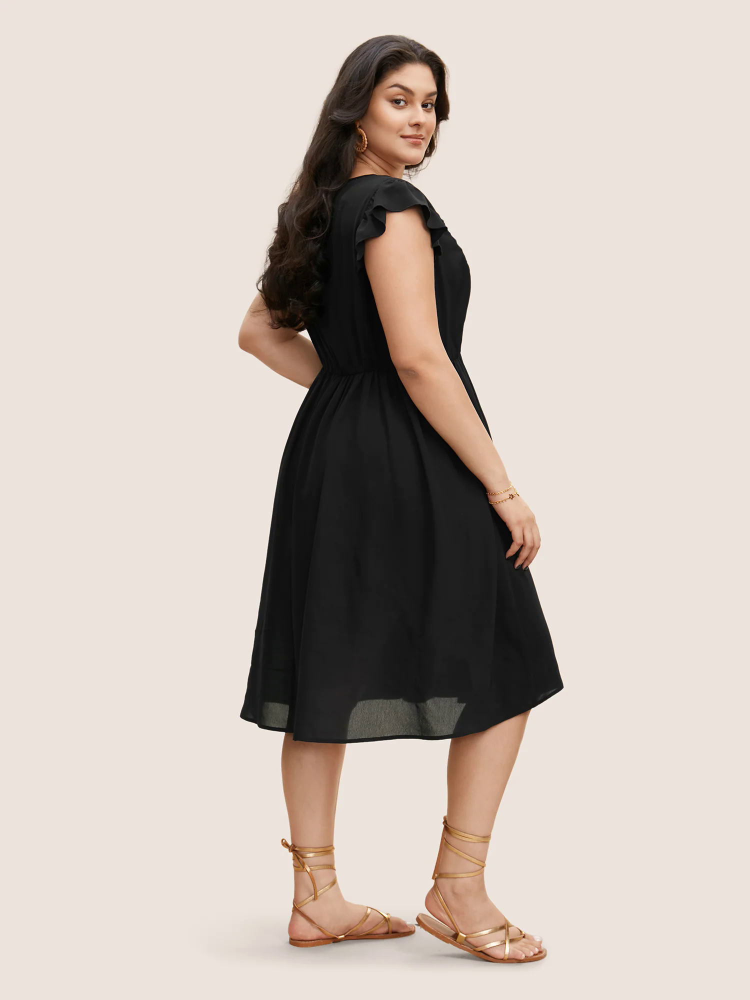 Floral Embroidered V Neck Ruffle Cap Sleeve Dress Floral Embroidered V Neck Ruffle Cap Sleeve Dress