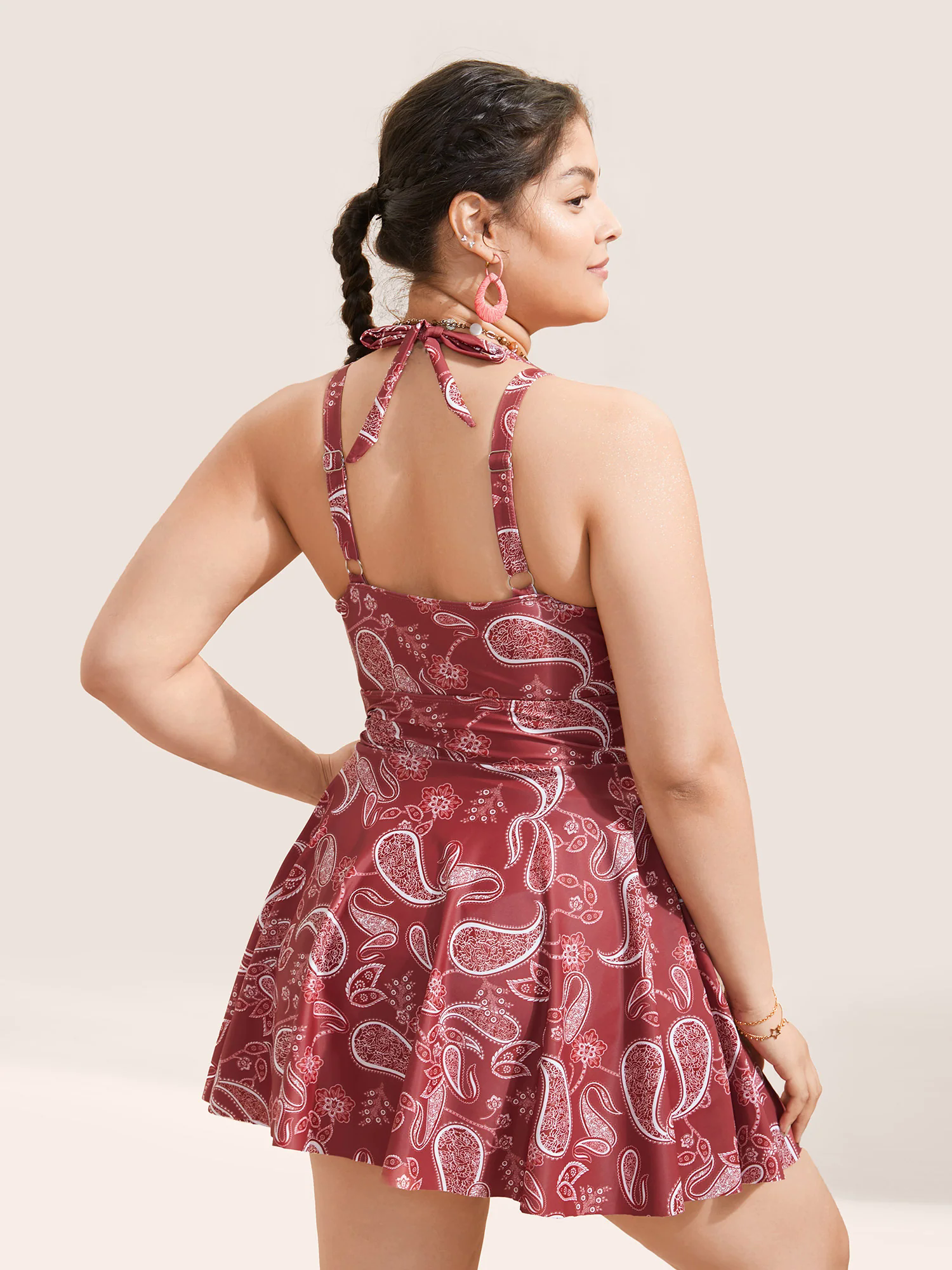 Paisley Print Knotted Wrap Swim Dress Paisley Print Knotted Wrap Swim Dress