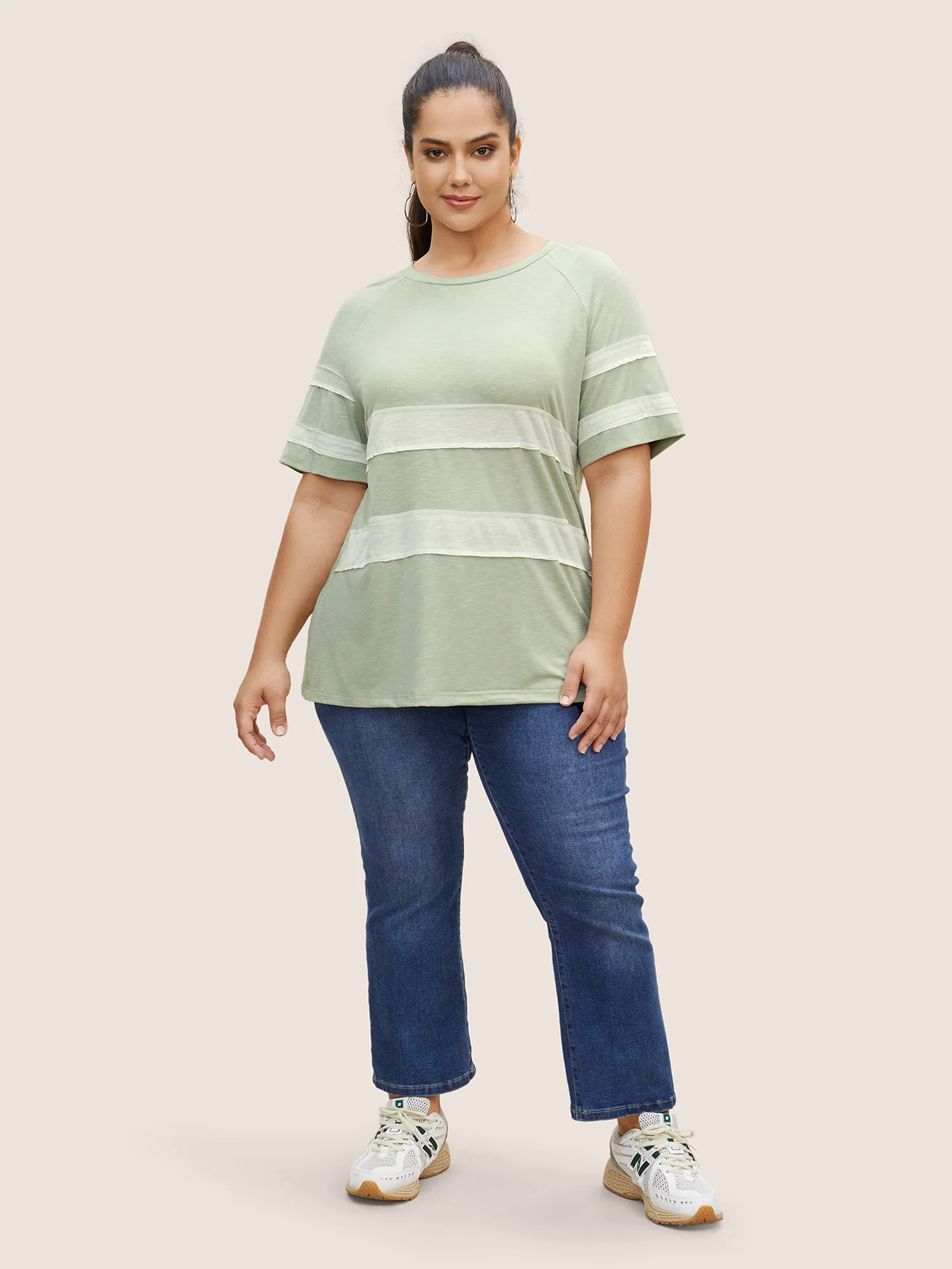 Colorblock Contrast Patchwork Raglan Sleeve T-shirt