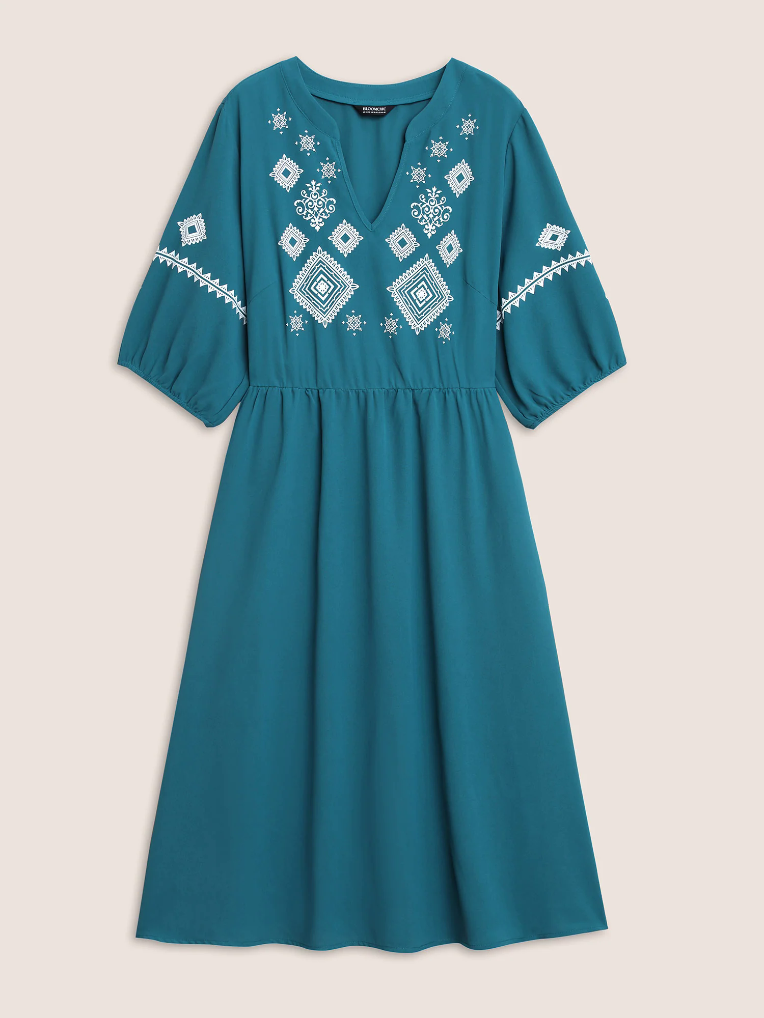 Bandana Notched Collar Split Hem Midi Dress Bandana Notched Collar Split Hem Midi Dress