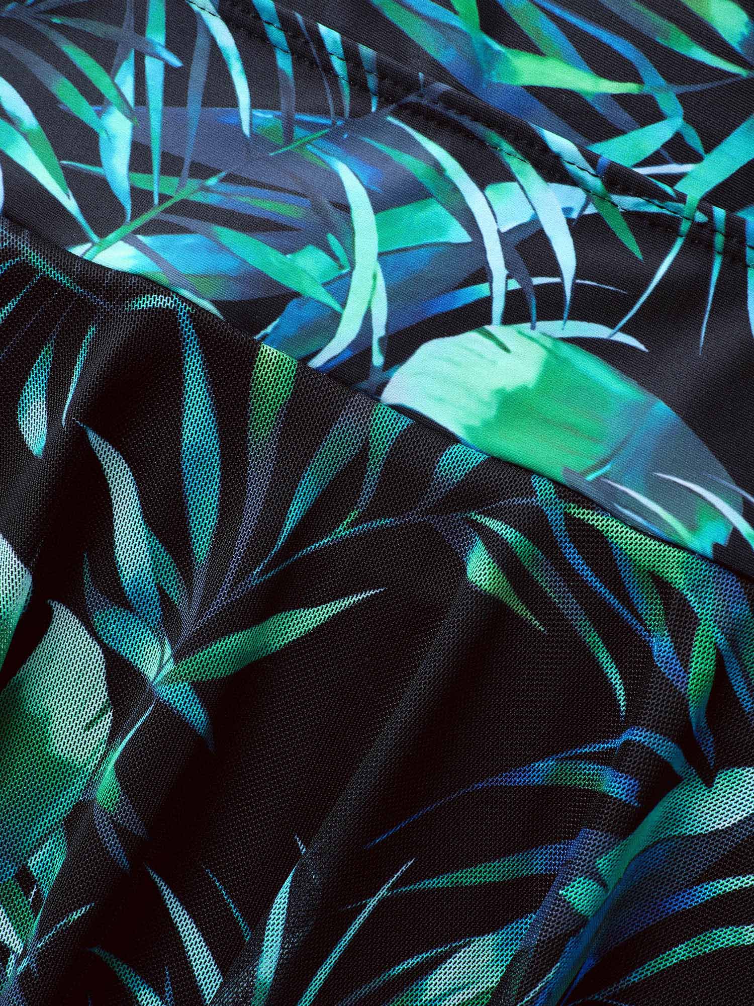 Overlap Collar Tropical Print Mesh Tie Knot Swim Dress Overlap Collar Tropical Print Mesh Tie Knot Swim Dress