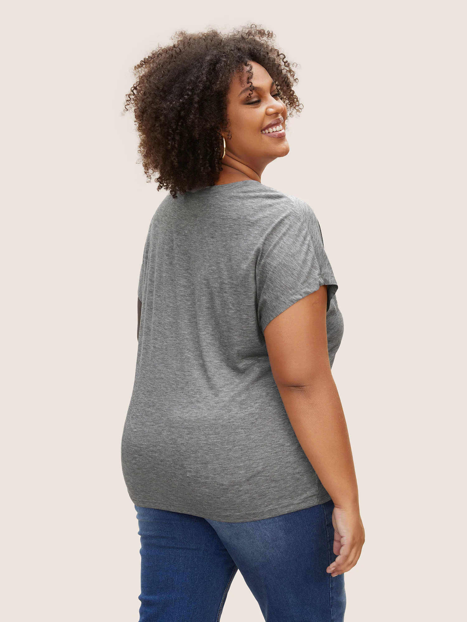 Plain Heather Keyhole Dolman Sleeve T-shirt Plain Heather Keyhole Dolman Sleeve T-shirt