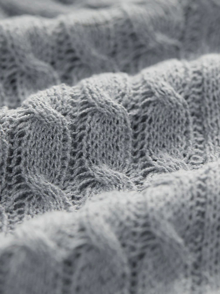 Cable Knit Open Front Asymmetrical Hem Cardigan