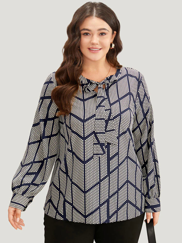 Polka Dot Knot Neck Blouse Polka Dot Knot Neck Blouse