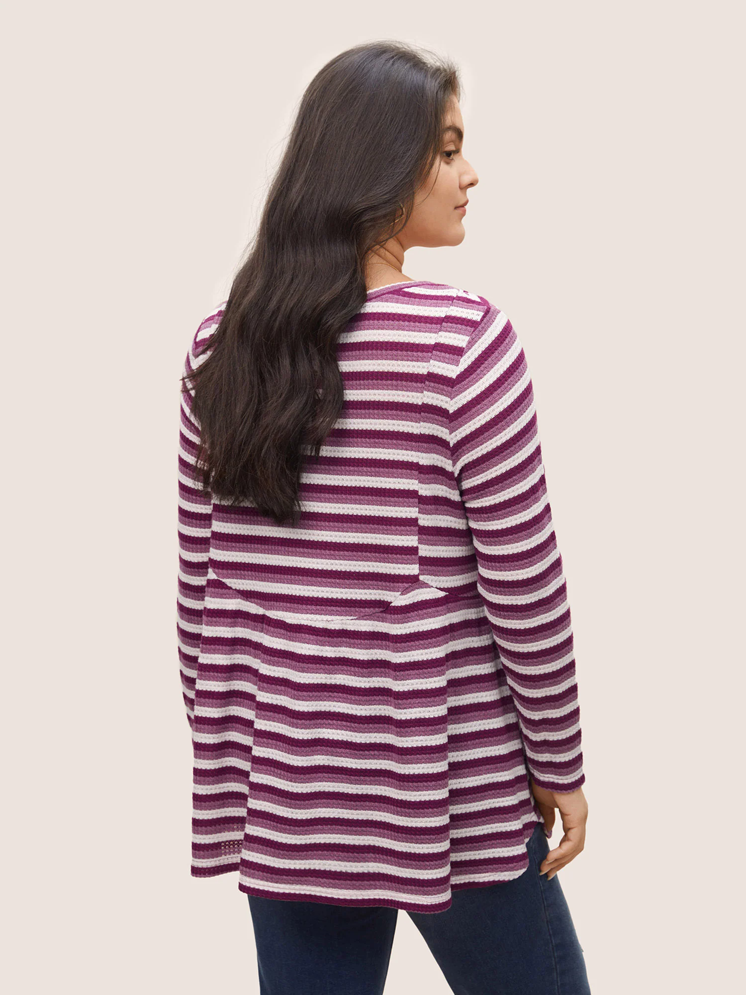 Striped Waffle Knit Crew Neck T-shirt Striped Waffle Knit Crew Neck T-shirt