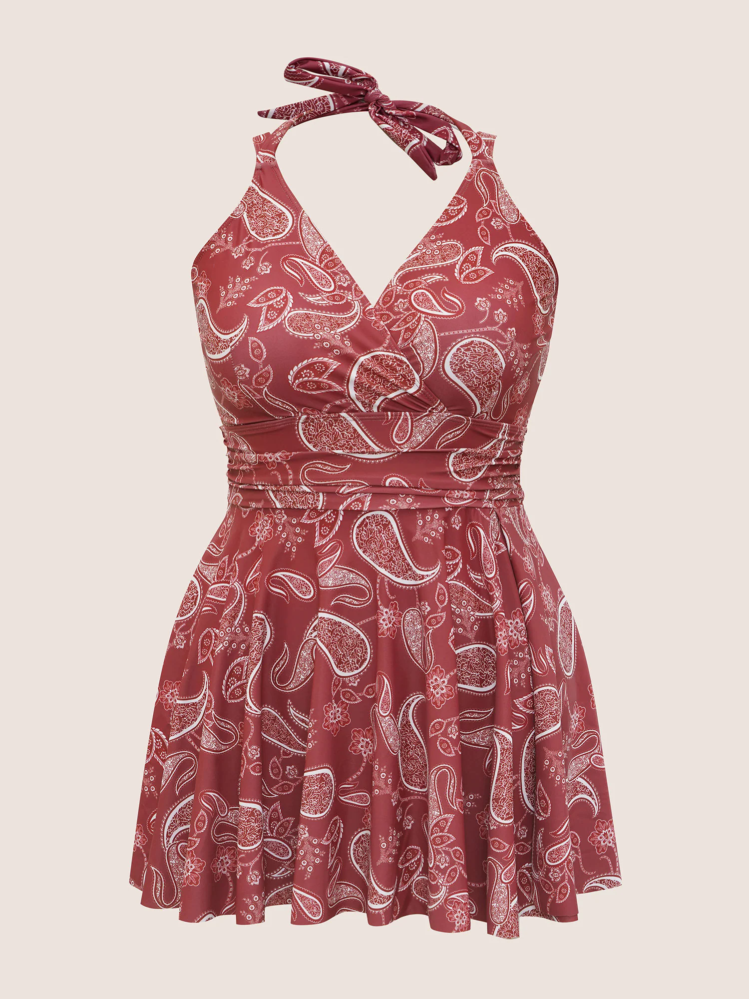 Paisley Print Knotted Wrap Swim Dress Paisley Print Knotted Wrap Swim Dress