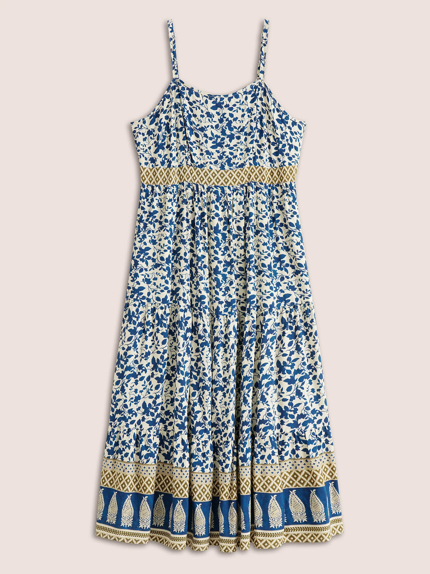 Boho Print Patchwork Adjustable Straps Cami Dress Boho Print Patchwork Adjustable Straps Cami Dress