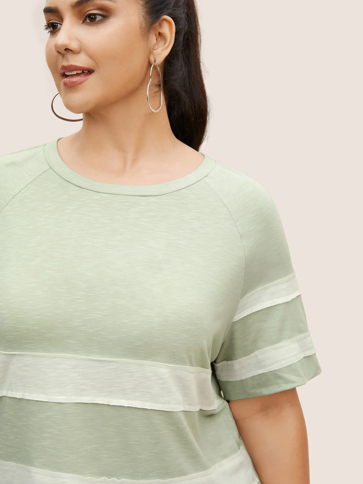 Colorblock Contrast Patchwork Raglan Sleeve T-shirt