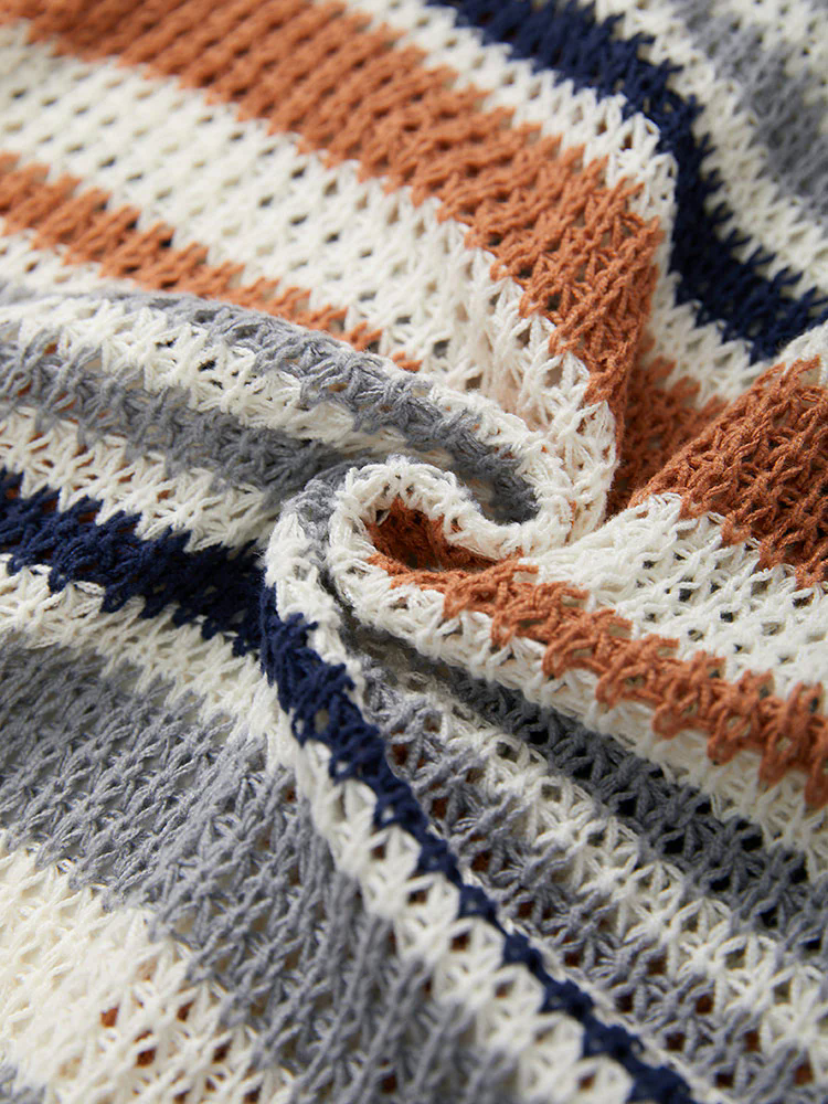 Contrast Striped Patched Pocket Split Side Cardigan Contrast Striped Patched Pocket Split Side Cardigan
