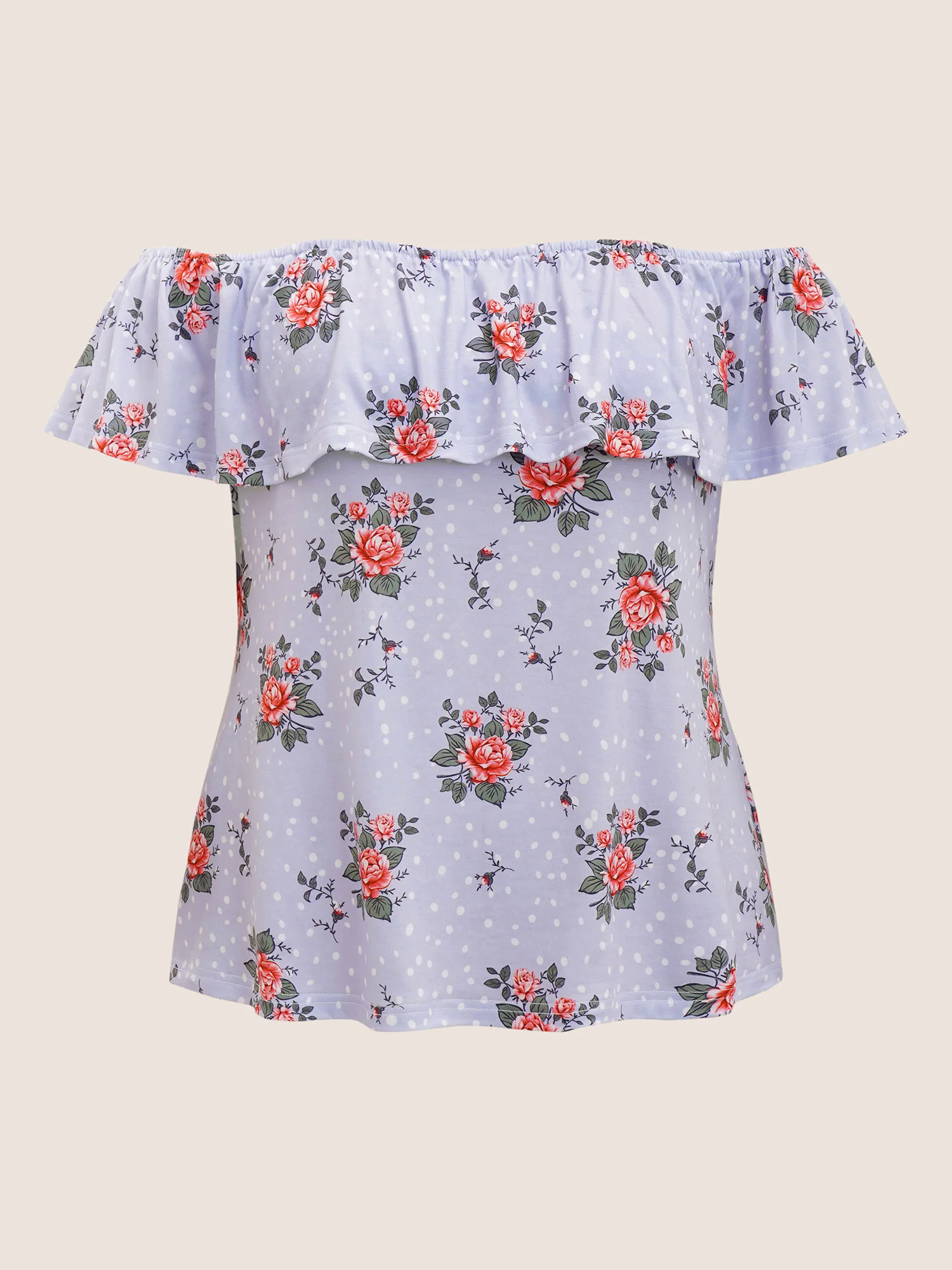 Off Shoulder Floral Ruffles Gathered T-shirt Off Shoulder Floral Ruffles Gathered T-shirt