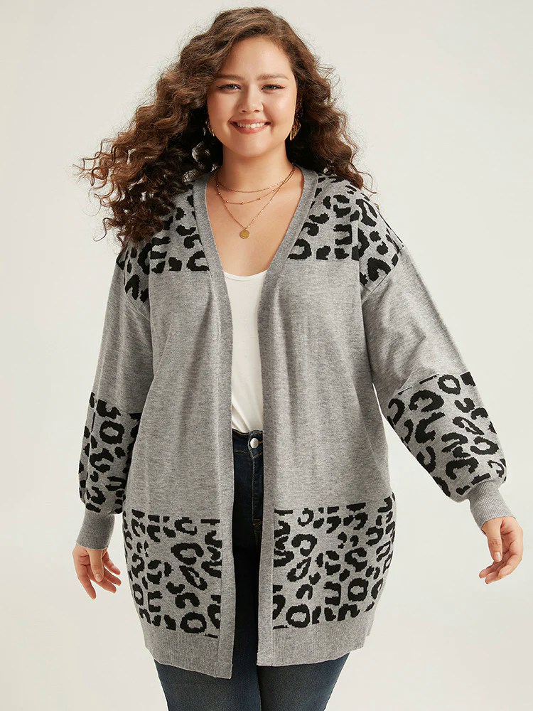 Supersoft Essentials Leopard Contrast Elastic Cuffs Pullover