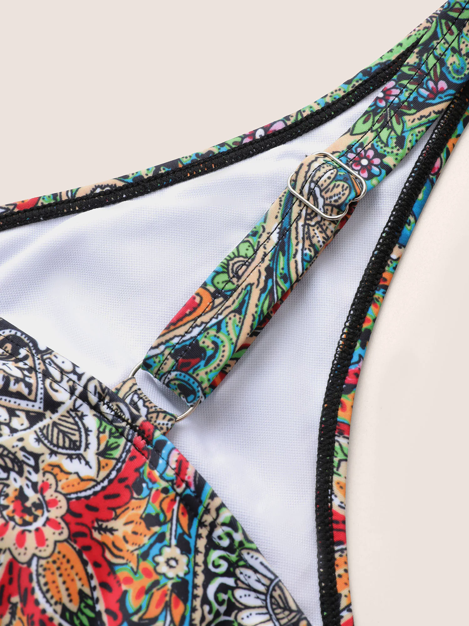 Bandana Print Buckle Detail Gathered Swim Dress