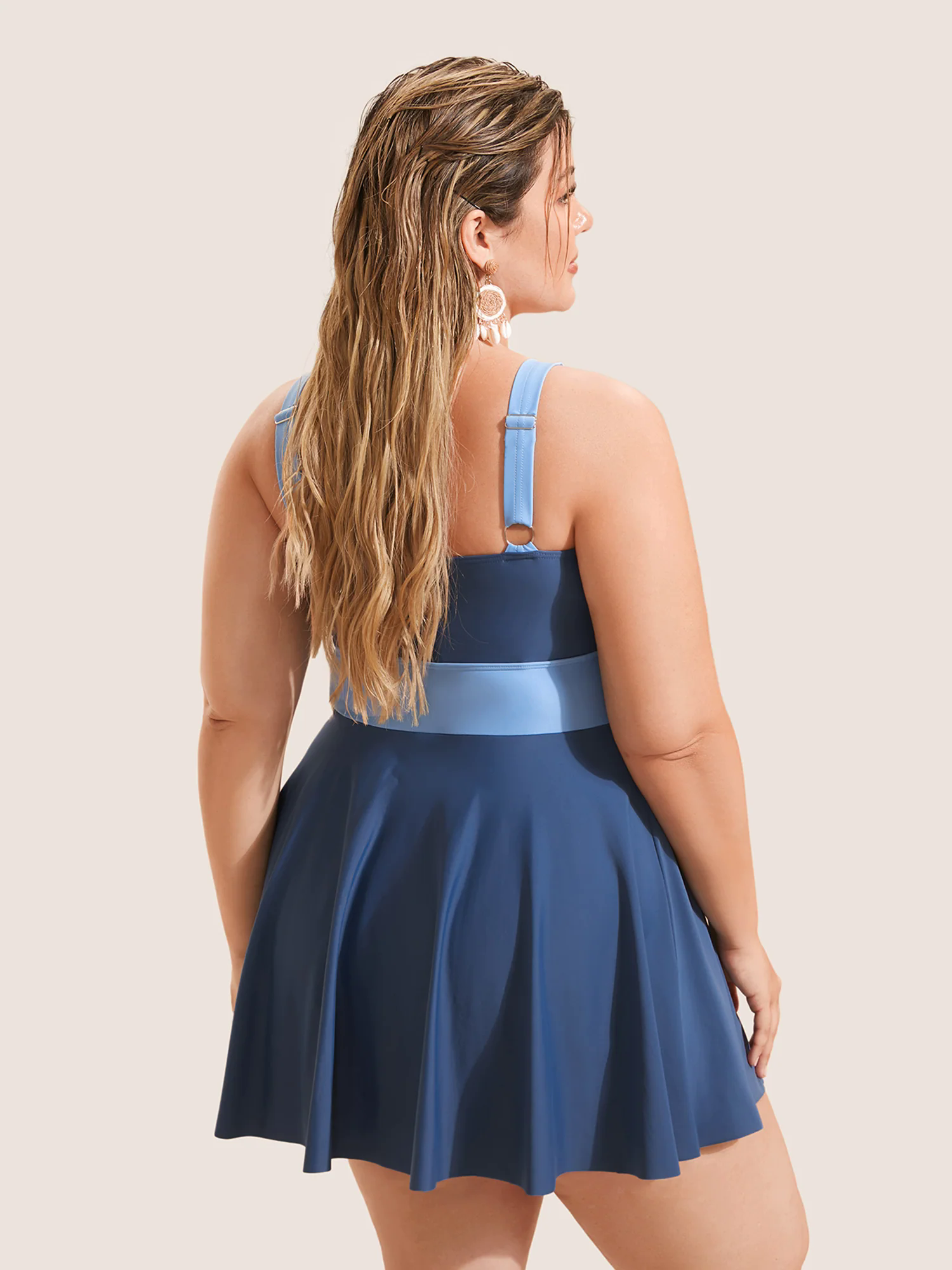 Two Tone Patchwork Gathered Swim Dress Two Tone Patchwork Gathered Swim Dress