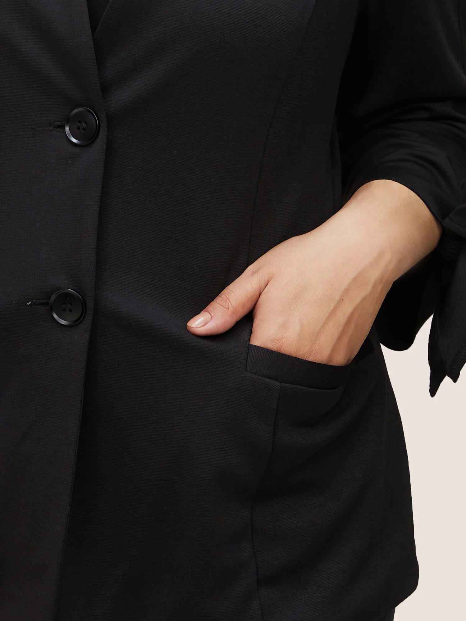 Very Stretchy Plain Bowknot Ties Sleeve Button Up Blazer Very Stretchy Plain Bowknot Ties Sleeve Button Up Blazer