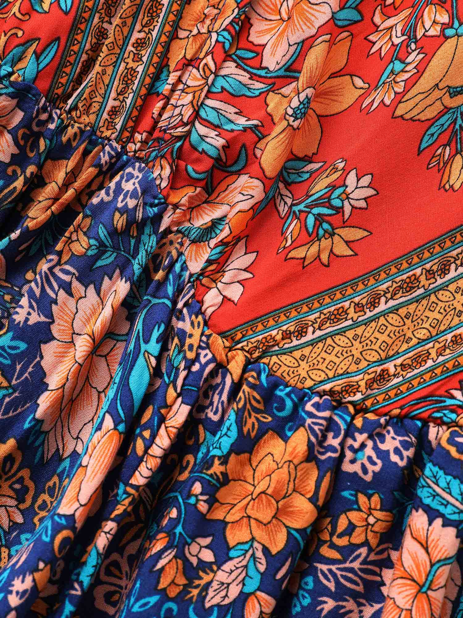 Bandana Surplice Neck Pocket Belted Flutter Hem Maxi Dress Bandana Surplice Neck Pocket Belted Flutter Hem Maxi Dress