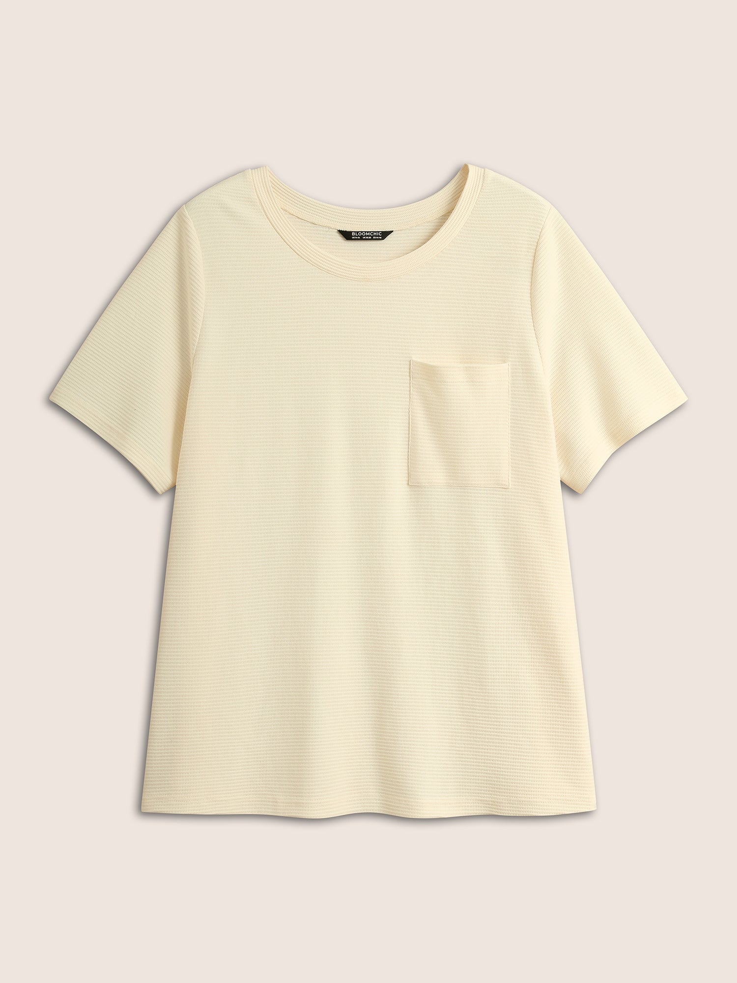Solid Waffle Knit Patched Pocket T-shirt Solid Waffle Knit Patched Pocket T-shirt
