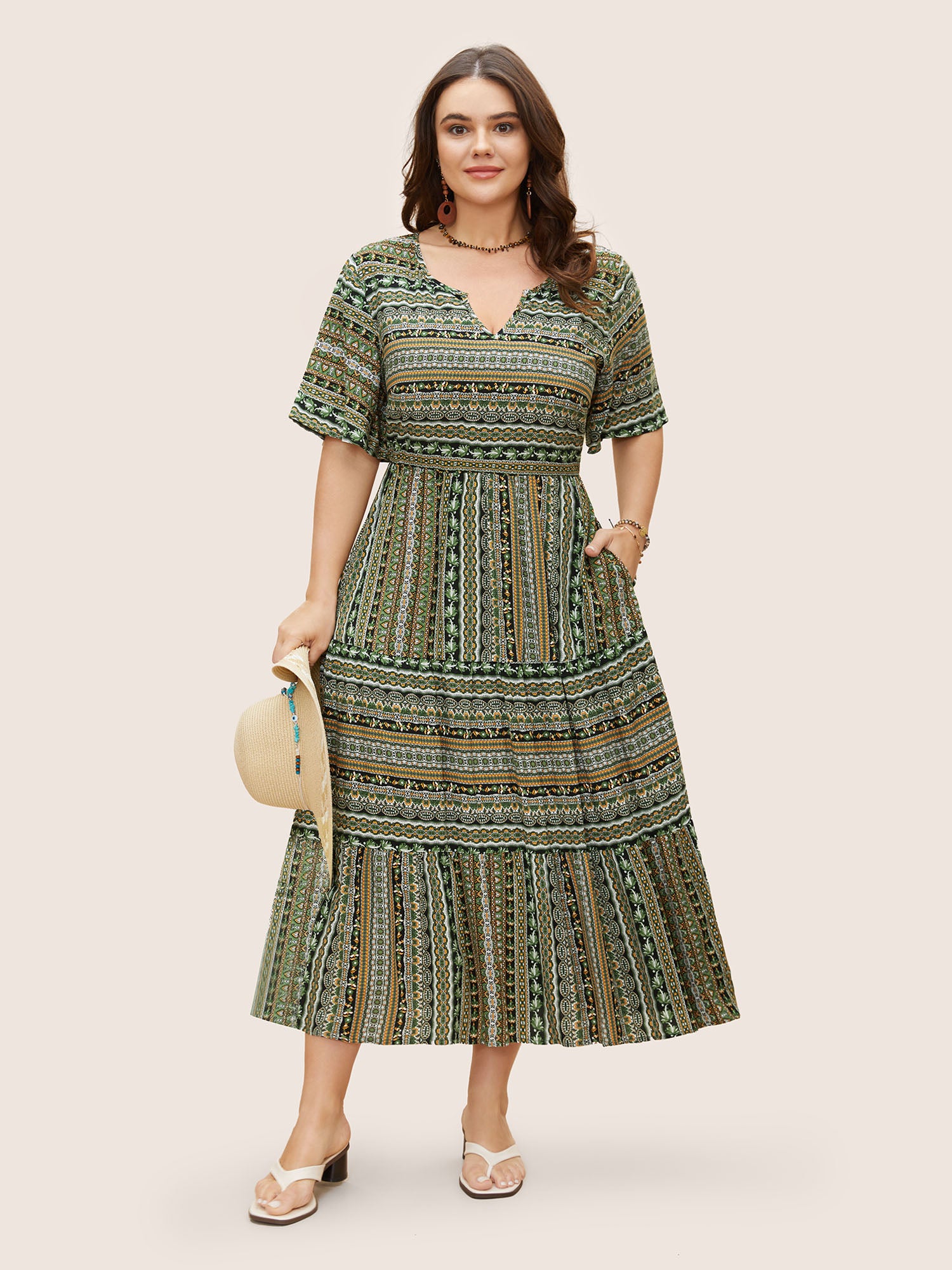 Rayon Bandana Print Ruffle Layered Hem Dress Rayon Bandana Print Ruffle Layered Hem Dress