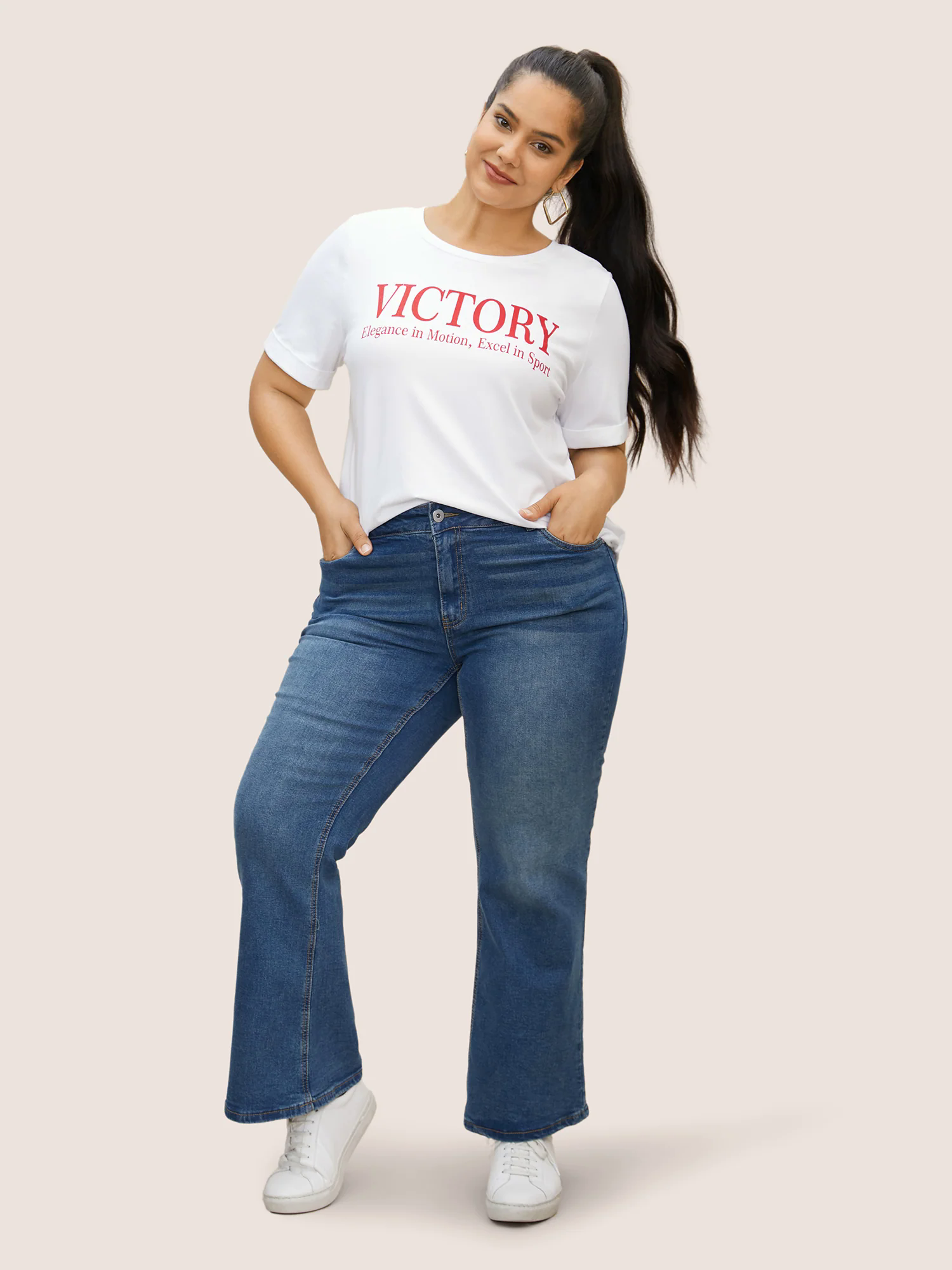 Positive Slogans Print Round Neck T-shirt Positive Slogans Print Round Neck T-shirt