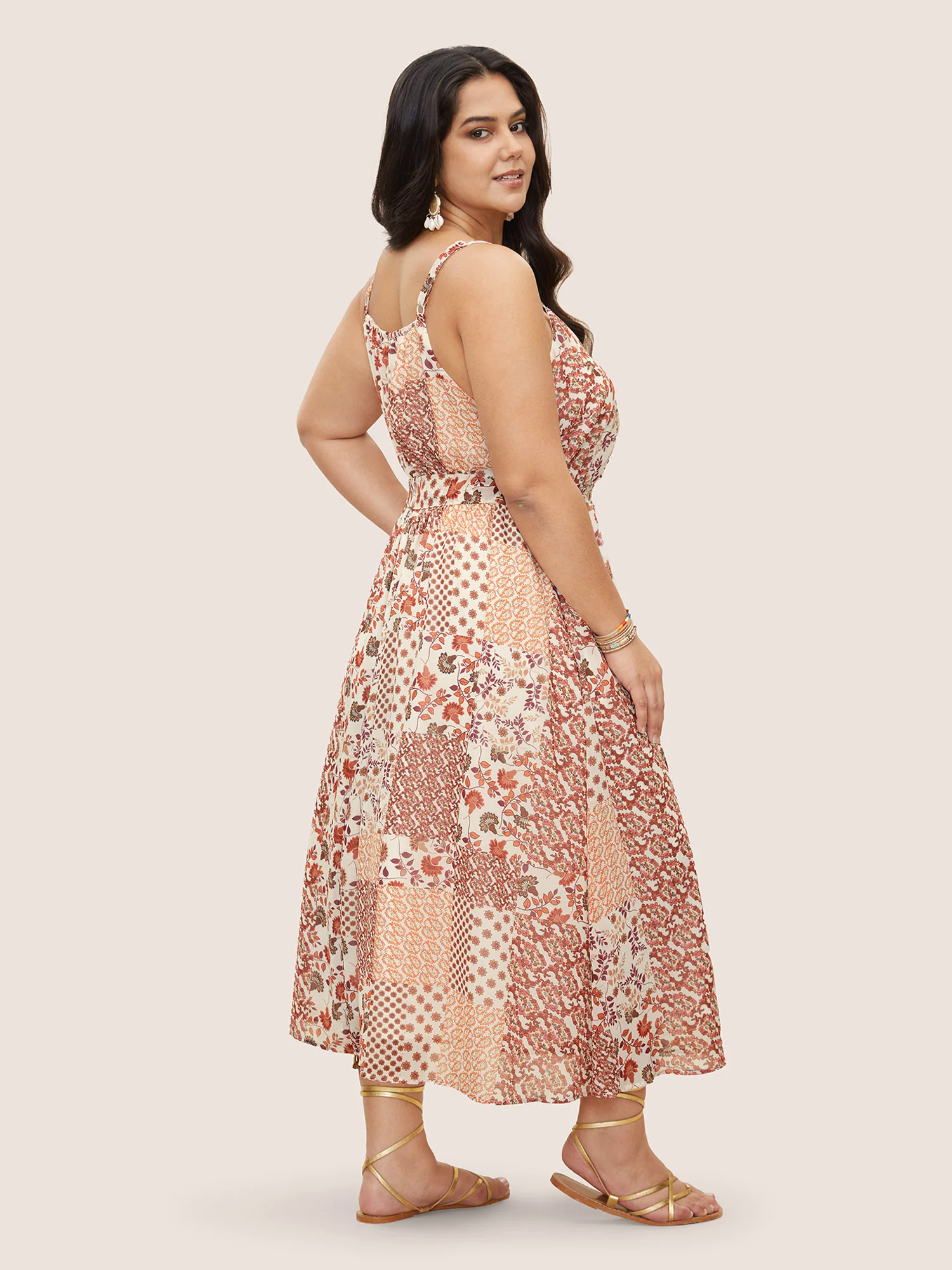 Chiffon Boho Print Wrap Belted Cami Dress Chiffon Boho Print Wrap Belted Cami Dress