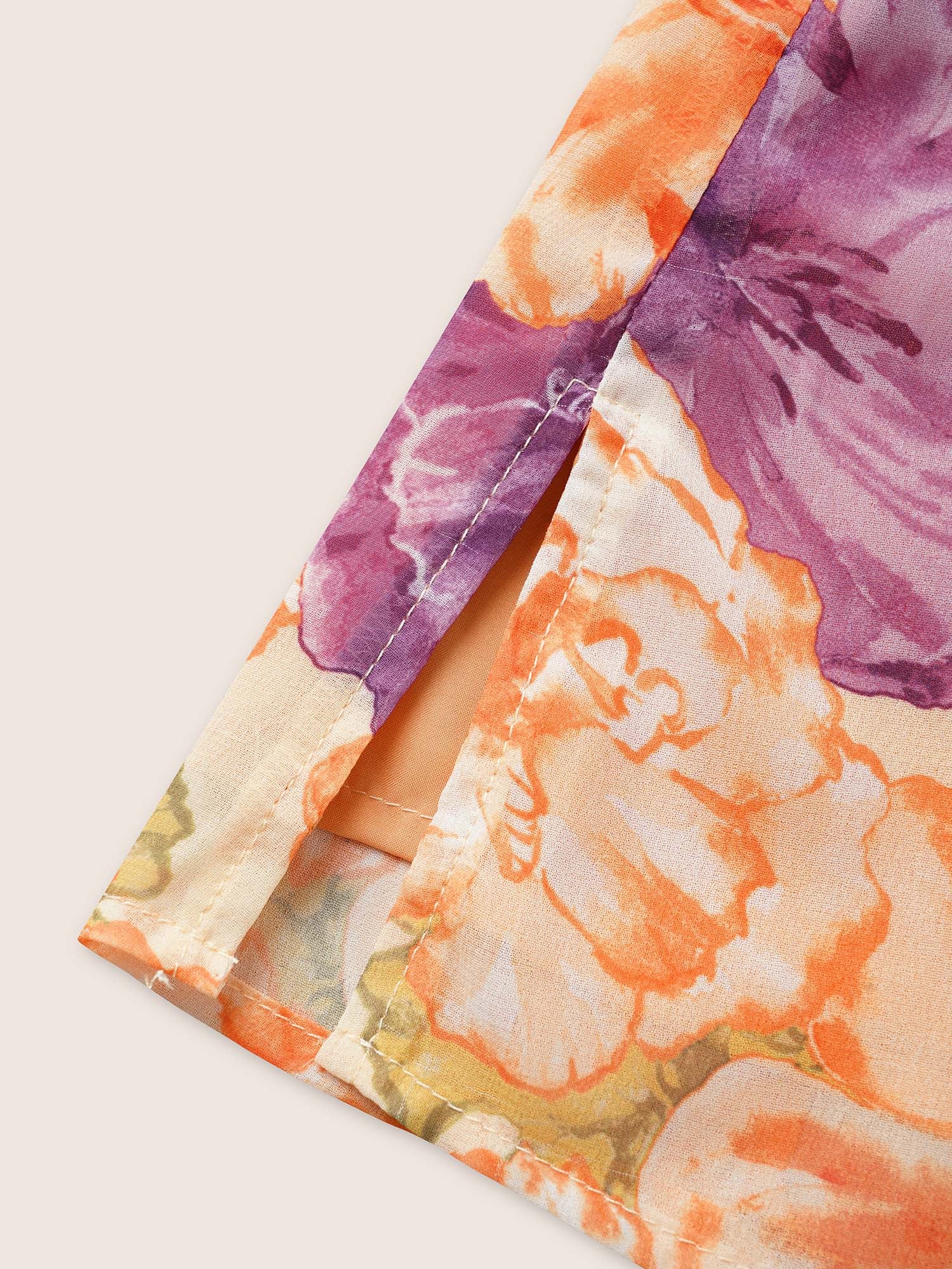 Mock Neck Contrast Floral Flutter Sleeve Blouse Mock Neck Contrast Floral Flutter Sleeve Blouse